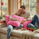 FUTEI Hot Pink Decorative Throw Pillow Covers 18x18 Inch Set of 2,Soft Solid Rose Swirl Textured Cushion Case,Valentine's Day Decor for Couch Living Room