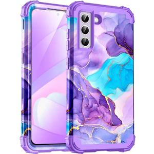 BQQFG for Galacy S21 5G Case,Three Layer Heavy Duty Shockproof Protection Hard Plastic Bumper Soft Silicone Rubber Drop Protective Cover Case for Samsung Galaxy S21 6.2 inch,(Purple)
