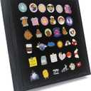 GMFrames 11x11 Enamel Pin Display Case, Pin Collection Display Frame with Real Glass, Shadow Box for Wall and Tabletop, Pin Holder Black