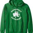 Shenanigan Enthusiast Funny St. Patrick's Day Zip Hoodie (Dark Green) S