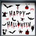 Kockuu 30pcs Halloween Garage Door Decoration Magnets - Black Magnetic Decal Bat Witch Cat Ghost Magnets for Car Fridge Garage Door Outside Decorations