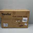 Extra Large Stainless Steel Litter Box with Lid, High Sided Enclosed Metal Cat Litter Pan, Dog Proof Front Entry Top Exit, Odor Control Easy Clean Leak Proof, Includes Mat, Scoop & Step, Black