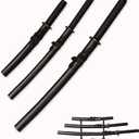 3pc Set Japanese Samurai Sword with Display Stand,Iaido Katana Carbon Steel Blade Real Sword for Display Decoration and Gift