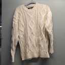 Trendy Queen Women's Oversized Cable Knit Crewneck Sweaters,Beige, S