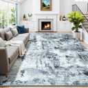 Washable Rugs 9x12, Modern Grey Large Area Rug for Living Room, Abstract Soft Indoor Non-Slip Floor Carpet for Bedroom Kids Room Classroom Home Decor