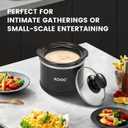 KOOC Small Slow Cooker, 0.65 Quart, Free Liners Included, Upgraded Ceramic Pot, Nutrient Loss Reduction, Sauces, Stews & Dips, Stainless Steel, Black, Round