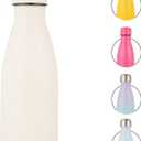 CaiCaiBaby 12OZ Insulated Water Bottle, Small Double Wall Stainless Steel Vacuum Bottle Re-usable Metal Thermo Flasks for School Sports Travel White