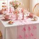 2 Pcs Pink Bow Table Runner, 28 x 118 Inch Pink Bow Tulle Table Runner 9.8 Feet Cute Gauze Dessert Tables Runners for Birthday, Party, Baby Shower, Wedding, Valentine's Day, 72 x 300cm