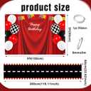 2 x 5x3ft Car Black White Grid Red Birthday Themed Backdrop Racing Flag Red Photography Background for Boys Kids Happy Birthday Party Banner Photo Booth Props with Racetrack Carpet Runner