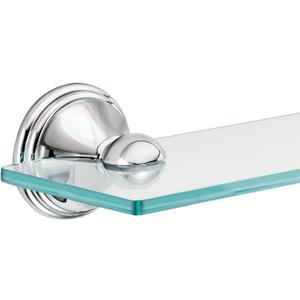 Moen DN8490CH Preston Collection 19.5-Inch Wide x 4-Inch Deep Decorative Glass Bathroom Vanity Shelf, Chrome