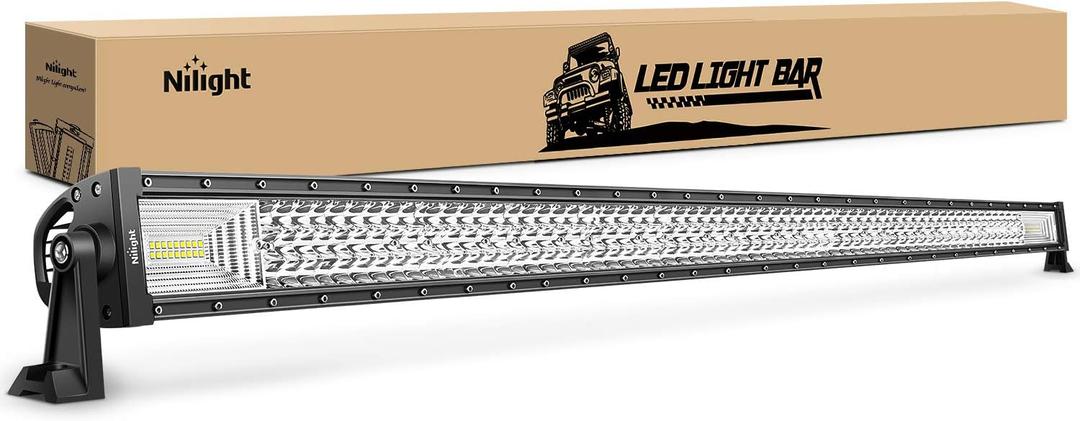 Nilight - 18019C-A LED Light Bar 52Inch 783W Triple Row 49500LM Flood Spot Combo Beam Led Bar Driving Lights Boat Lights Super Bright Led Off Road Lights for Trucks,