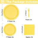 96 Pcs Party Plates, Yellow Paper Plates and Napkins, Disposable Tableware Set, Party Supplies for Kids Birthday Baby Shower Wedding Picnic, Serve for 24 Guests