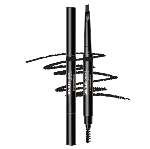 Gentlehomme - Men's 2-in-1 Eyebrow Brush & Pencil - Shape, Define & Fill In - Ultra-Thin, Long-Lasting Black - Vegan