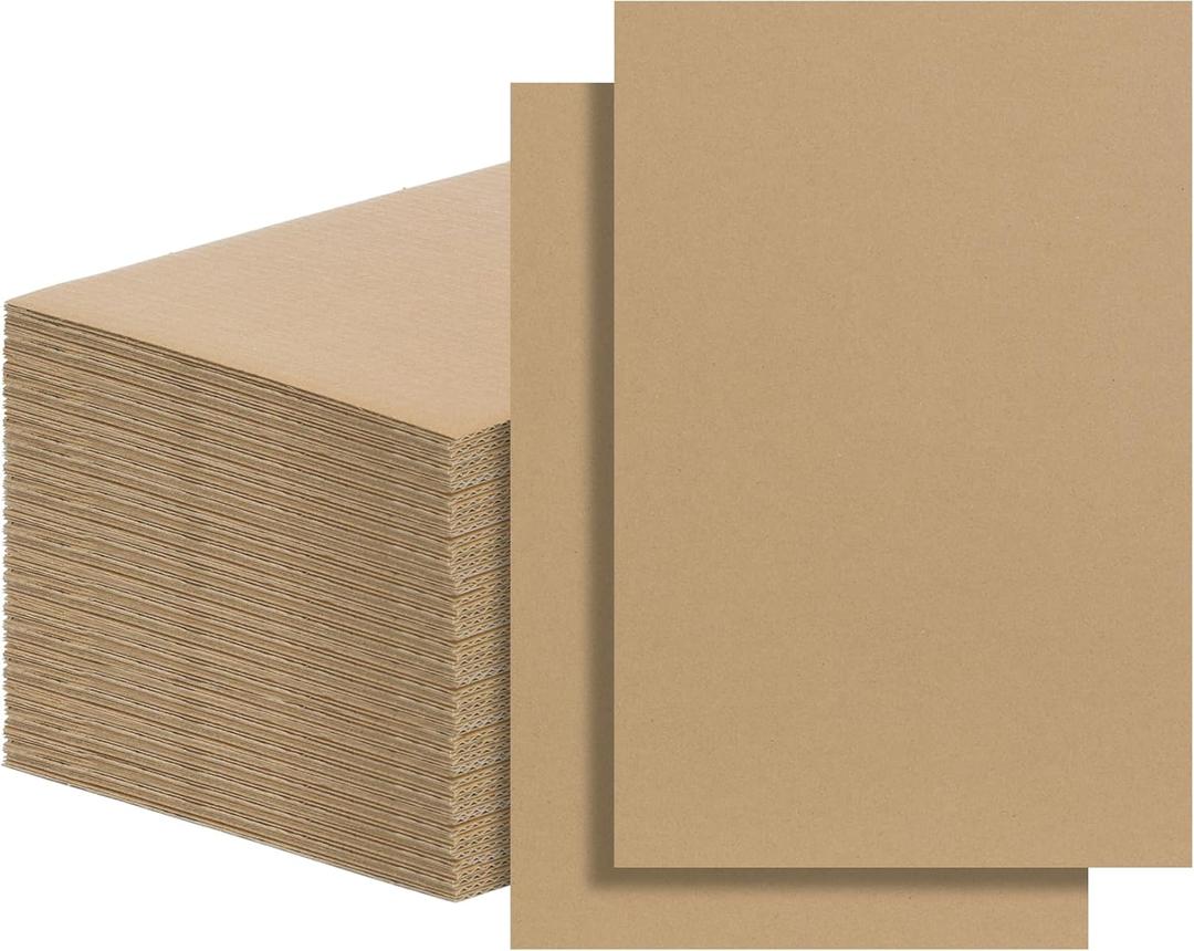 FARRAY 100 Pack 4x6 Inch Corrugated Cardboard Sheets, 1.8mm Thick Brown Kraft Cardboard Backing, Bulk Flat Cardboard Inserts Filler Pads for Packing, Shipping, Mailers, Crafts