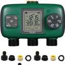 MOES 3 Outlet Sprinkler Timer, Brass Inlet, Programmable Automatic Irrigation Controller, Rain Delay, Manual Watering, 3 Zone Water Hose Timer for Gardens, Lawns, and Hose Systems