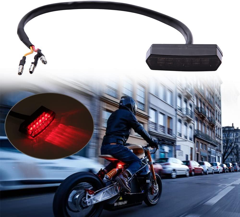 DREAMIZER Motorcycle Mini Tail Light LED Blinker License Plate Light Auxiliary Indicator Light Black for Electric Bike Bobber Roller Quad and ATV (Polygon)