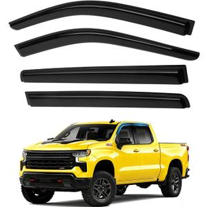 Silverado Rain Guards - Window Visors for 2019-2025 2026 Chevrolet Chevy Silverado/GMC Sierra 1500 Crew Cab, Out-Channel Side Window Rain Guards for Silverado Accessories, 4PCS, Black