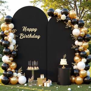 Black Arch Cover 7.2 and 6ft Black Arch Backdrop Cover Set of 2 Spandex Wedding Arch Stand Covers for Birthday Party Baby Shower Bridal Shower Wedding Ceremony Banquet Photo Background Decorations