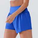 Women's High Waisted Running Shorts with Spandex, Athletic Shorts for Women Light and Airy with Wind-Resistant Fabric (Blue)