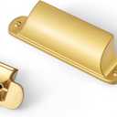 Goo-Ki Brushed Gold Cabinet Cup Pulls Bin Drawer Pull 2.52"(64mm) c-c,6 Pack Bar Channing Cup Handles Zinc Alloy Kitchen Hardware,9628LSJ-64