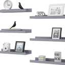 Floating Shelves Set of 6, Grey Wall Shelves with Lip, Display Shelves for Wall Decor, Modern Picture Ledge for Living Room, Bedroom, Nursery, Bathroom, Pictures, Books, Plants- Grey