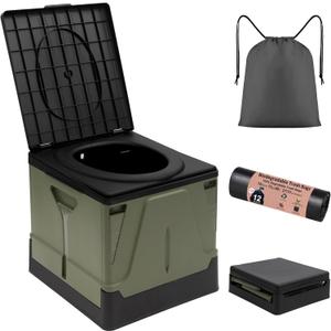 ARCITON PORMYTRIP Portable Toilet Camping Toilets for Car Indoor Outdoor Commode Foldable Travel Potty for Camping,Tent,Hiking,Boating,Long Road Trips,Traffic jam,Home (X-Large, Green)