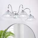 Chrome Bathroom Vanity Light Fixtures 3 Lights Vanity Lights for Bathroom with Floral Crystal Glass Shade Modern Wall Sconce Light for Mirror(Exclude E26 Bulb)