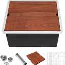 Lordear 23 Inch Laundry Room Sink Undermount 16 Gauge Stainless Steel Single Bowl 13 Inch Deep Handmade Utility Sink with Full Cutting Board, 23" x 19" x 13"