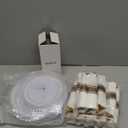 Sykomo 175PCS Disposable Plastic Plates,Gold Plastic Dinnerware Set Includes 25 Dinner Plates, 25 Dessert Plates, 25 Pre Rolled Napkins with Gold Silverware, 25 Cups for Party, Wedding, Birthday (White and Gold)