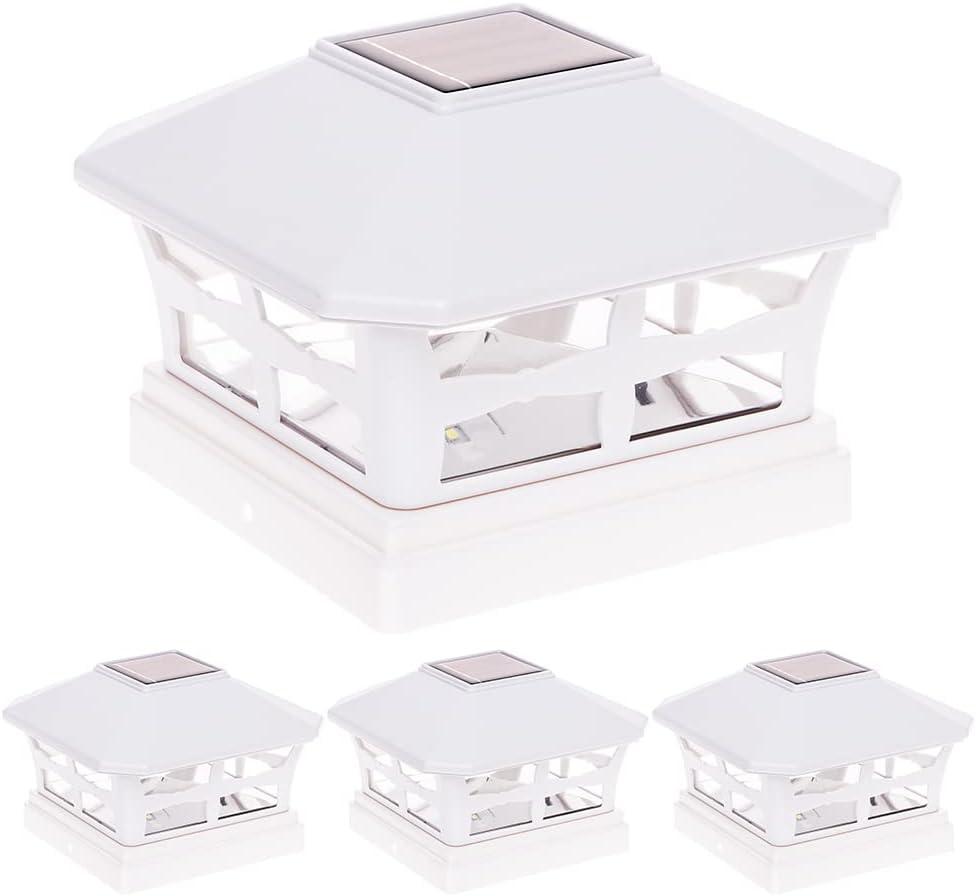 GreenLighting Mission Solar Post Cap Lights Fits 5x5 PCV/ Vinyl Outdoor Solar Powered Light, Fence Post, Landscaping, Deck, Garden- Bright LED, Waterproof White 4 Pack