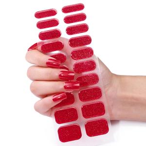 TailaiMei Semi Cured Gel Nail Strips - 20 Pcs Gel Nail Stickers, UV Light Required | Real Polish Salon Quality & Easy to Use (Pearlescent Red341)