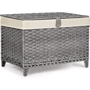 Wicker Storage Basket with Lid, 160L Shelf Basket with Removable Liner Bag | Rattan-Inspired Woven Design, Elevated Feet, Storage Trunk for Wardrobe, Bedroom & Home Organization