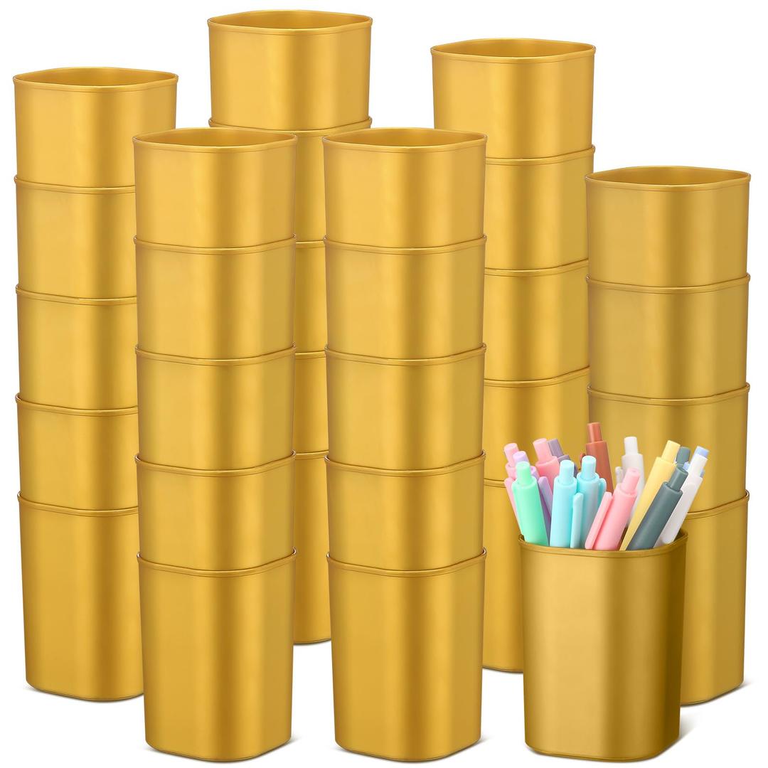 Weekgrat 50 Pack Pencil Holder Cups for Desk Organizer, Gold