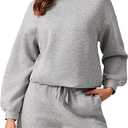 PINSPARK Two Piece Sets for Women 2024 Fall Outfits Sweatsuit 4 Pockets Sweat Short Sets Casual Matching Set Travel Tracksuit, L