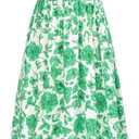GRACE KARIN Summer Dresses for Women 2026 Vacation,Smocked Floral Maxi Dress,Boho Beach Sundress with Pocket Fashion Clothing (Green, L)
