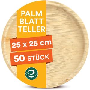 ECO SOUL Compostable 10 Inch Palm Leaf Round Plates (50 Count) Like Bamboo Plates | Biodegradable | Eco-Friendly, Microwave & Oven Safe