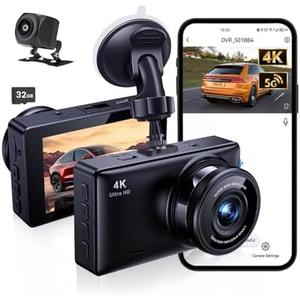Dash Cam Front and Rear, 2.5K+1080P Dual Dash Camera for Cars, 3’’ Display Mini Car Camera, G-Sensor Dashcam, Night Vision, 24H Parking Mode, Loop Recording, 170°Wide Angle, 32GB Card Included