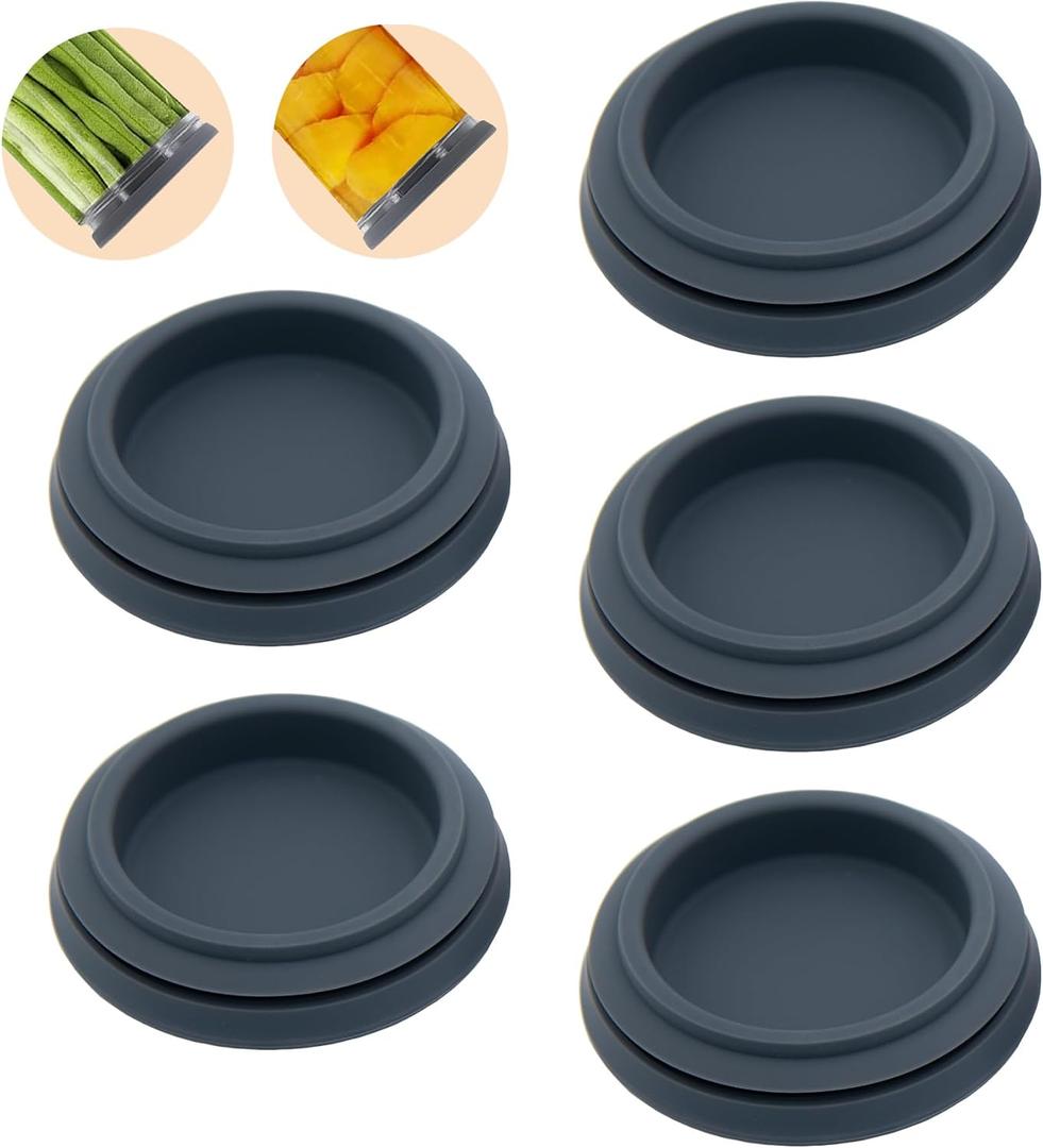 Wide Mouth Mason Jar Lids - Large Mouth Canning Lids Fit for All Wide Mouth Mason Jars,Food Grade Silicone Mason Jar Caps,Dishwasher Safe,Leak Proof Reusable Lids,5 Pack