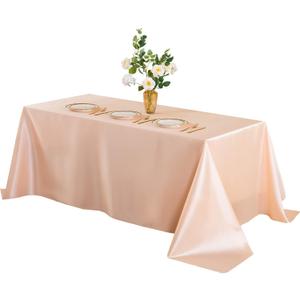 Horbaunal Peach Satin Tablecloth 60 x 102 Inches Rectangle Satin Table Cover Bright Silk Table Cloth Smooth Table Decoration for Wedding Party Banquet