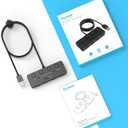 Aceele USB Hub 3.0 with Individual LED Power Switches & Type C Power Port, Multiport USB Splitter 3.0 with 4FT Long Cable, Slim & Portable USB Port Extender for Laptops, PC, MacBook, Mac Pro and More