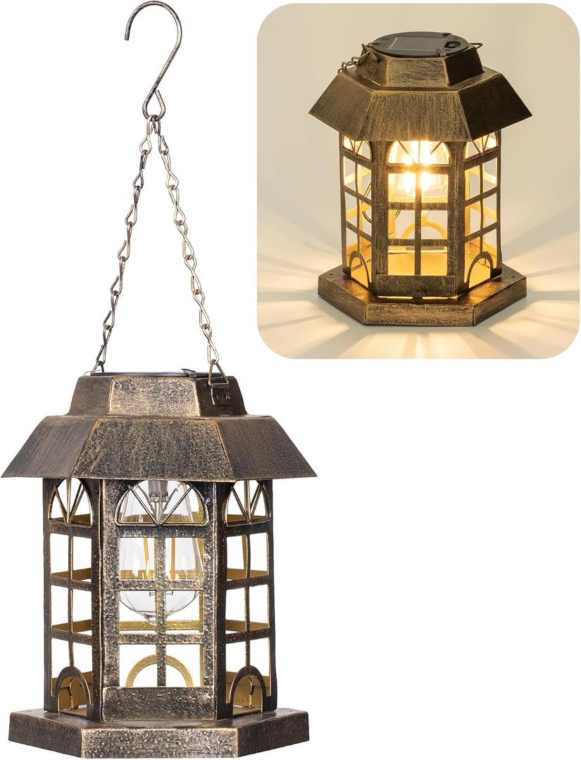 4 x Solar Lanterns Outdoor WaterproofMetal Hanging Solar Lights Outside Mother's Day and Birthday Gifts for Ladies to Choose from Garden Decorative Lanterns are Suitable for Backyard Patio Porch