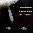 OGLAND Fluffy Genuine Sheepskin Car Seat Cover for Auto Fuzzy Interior Accessories Cushion with Soft Wool Natural Fur Non-Slip (Pearl, Front20*20Inch)