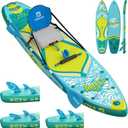 Daisy 11'6  35 Extra Wide Paddle Board with Seat, One-Stop Premium SUP Board Accessories, Tailored 5 Fins, Stable Stand Up Paddle Boards for Youth of All Skill Levels (Blue & Green)