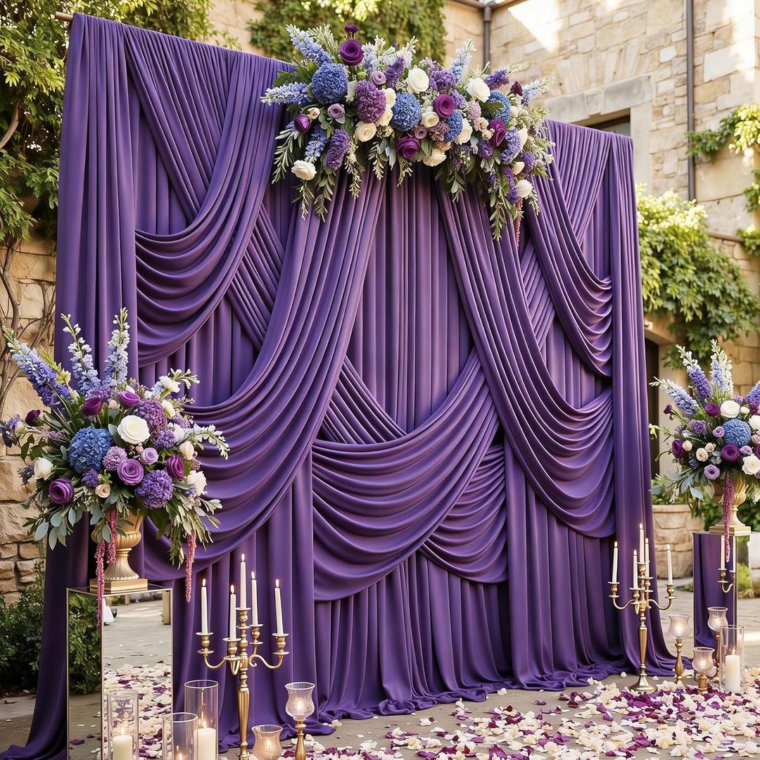 20ftx12ft Purple Backdrop Curtains for Parties, Wrinkle Free Polyester Photo Backdrop Drapes 4 Panels 12 ft Long Back Drop Cloth for Wedding Birthday Photography Background
