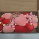 Gilprop 4.92 ft Valentine's Day Heart Garland Velvet Hanging Banner with Wooden Beads and Velvet Red Pink Heart Valentines Garland for Fireplace Wall Anniversary Wedding Home Decorations