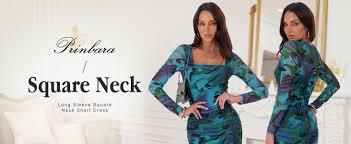 Prinbara Womens Mesh Long Sleeve Square Neck Ruched Mini Dress Sexy Bodycon Elegant Cocktail Evening Club Party Short Dresses Floral Deep Green X-Large