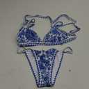 YELAIVP Women's Bikini Sets Two Piece Swimsuit Textured Floral Print Triangle Adjustable Straps Bathing Suit Sma;;