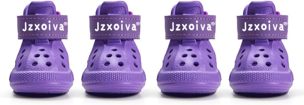 JZXOIVA Dog Shoes for Hot Pavement, Dog Booties for Large Dogs, Breathable Dog Boots & Paw Protectors, Adjustable Non-Slip Rain Booties, Waterproof Pets Sandals for Beach Purple Size 8 (#8 (3.35"*2.56")(Inner L*Inner W))