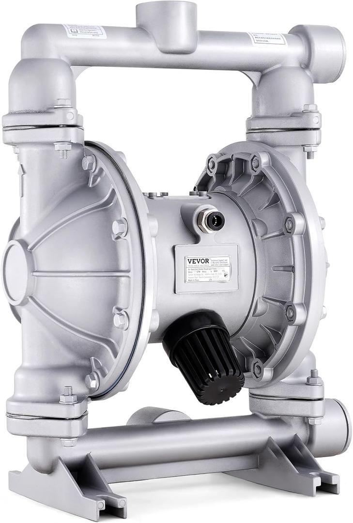 VEVOR Air Operated Double Diaphragm Pump, 44GPM, Max 115PSI Air Waste Oil Pneumatic Transfer Pump with 2 Extra Diaphragms, 1-1/2 inch Inlet & Outlet Aluminum Alloy Diaphragm Pump for Diesel Grease Oil
