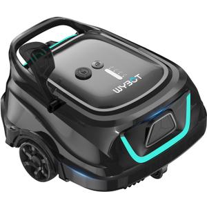 WYBOT A1 Cordless Robotic Pool Cleaner, Automatic Pool Vacuum for Above Ground with 120 Mins, Double Filters, LED Indicator, Charge in 2.5 Hours, 4 Cleaning Modes, Ideal for Above Pools (Black Green)
